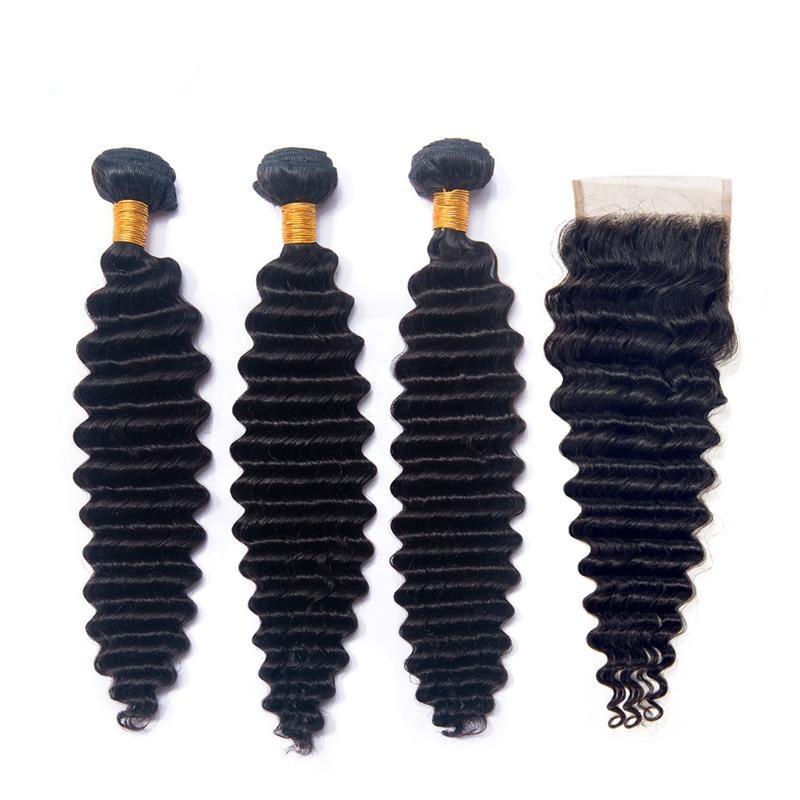 BeuMax 10A Grade 3/4 Loose deep Wave  Bundles with 4x4 Closure