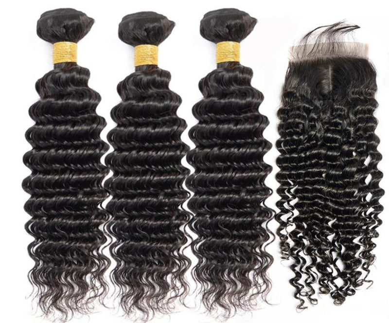 BeuMax 10A Grade 3/4 Deep Wave  Bundles with 4x4 Closure Brazilian