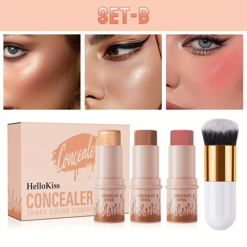 Concealer Stick Set with Makeup Brush