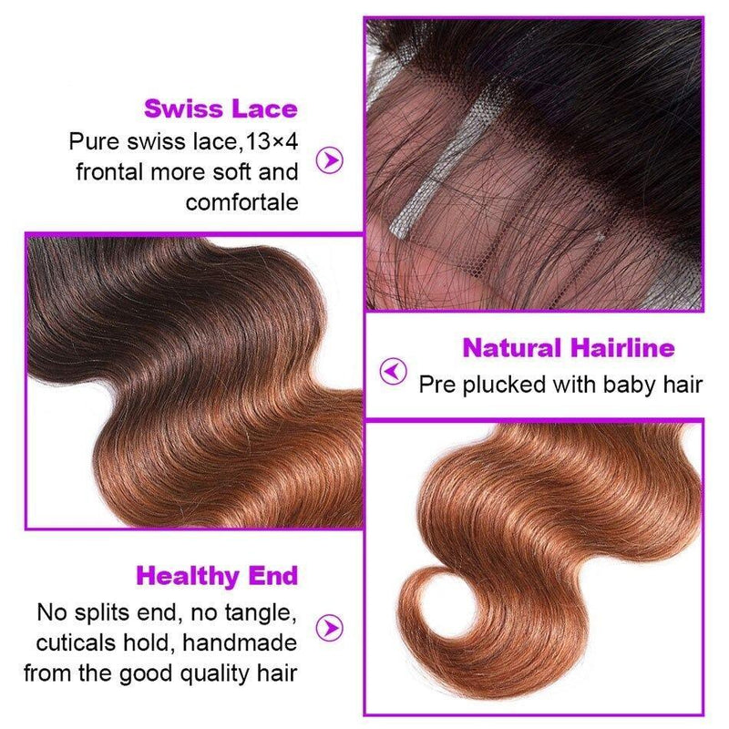 10A Grade #1B/4/30 Body Wave #1B/4/27 BUNDLES with CLOSURES & FRONTALS