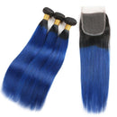 10A Grade Brazilian Blue Straight BUNDLES with CLOSURES & FRONTALS
