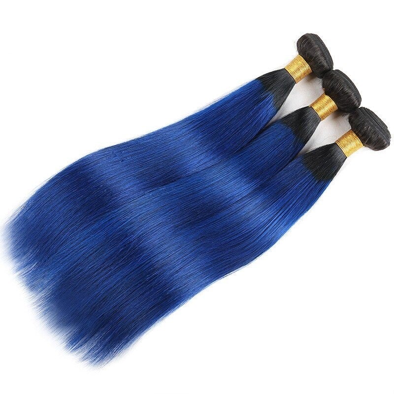 10A Grade Brazilian Blue Straight BUNDLES with CLOSURES & FRONTALS