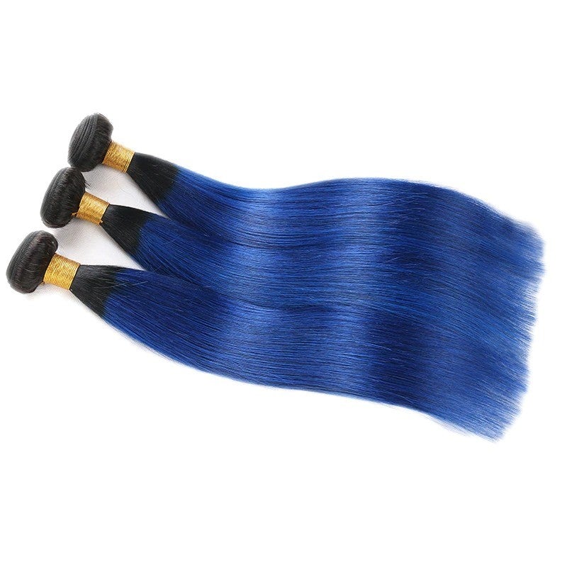 10A Grade Brazilian Blue Straight BUNDLES with CLOSURES & FRONTALS