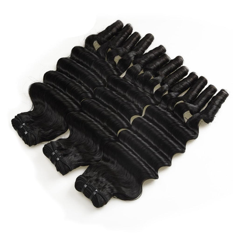 Beumax Double Drawn 12A Grade Fancy Curl BUNDLES with CLOSURES &