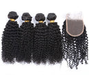 10A Grade 3/4 Kinky Curly Human Hair bundles with 4x4 Closures & 13x4