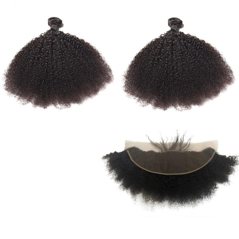 BeuMax 10A Grade 3/4 Afro Kinky Curly bundles with 13x4 Frontal