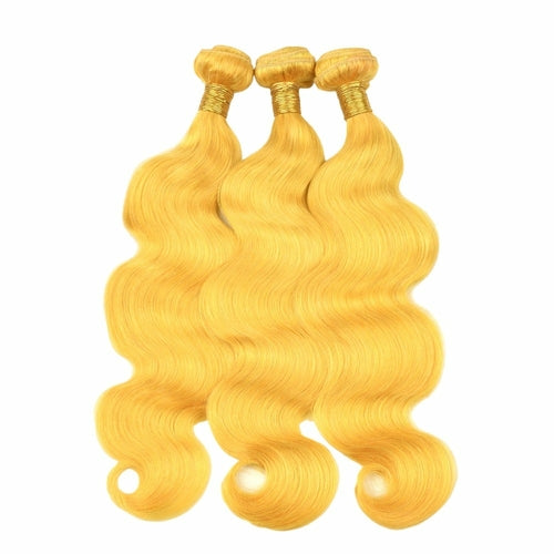 #Yellow 10A Grade #1B/Yellow Body Wave 3/4 BUNDLES with CLOSURES & FRO