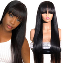Blonde Red Piano Color Brazilian Straight Human Hair Wigs With Bangs 200% Density Full Machine Made Human Hair Wig