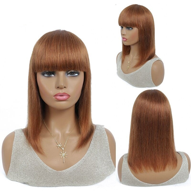 #613 Brazilian 99J Burgundy Short Bob Remy Straight Human Hair Wigs