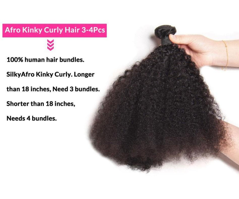 BeuMax 10A Grade 3/4 Afro Kinky Curly bundles with 13x4 Frontal