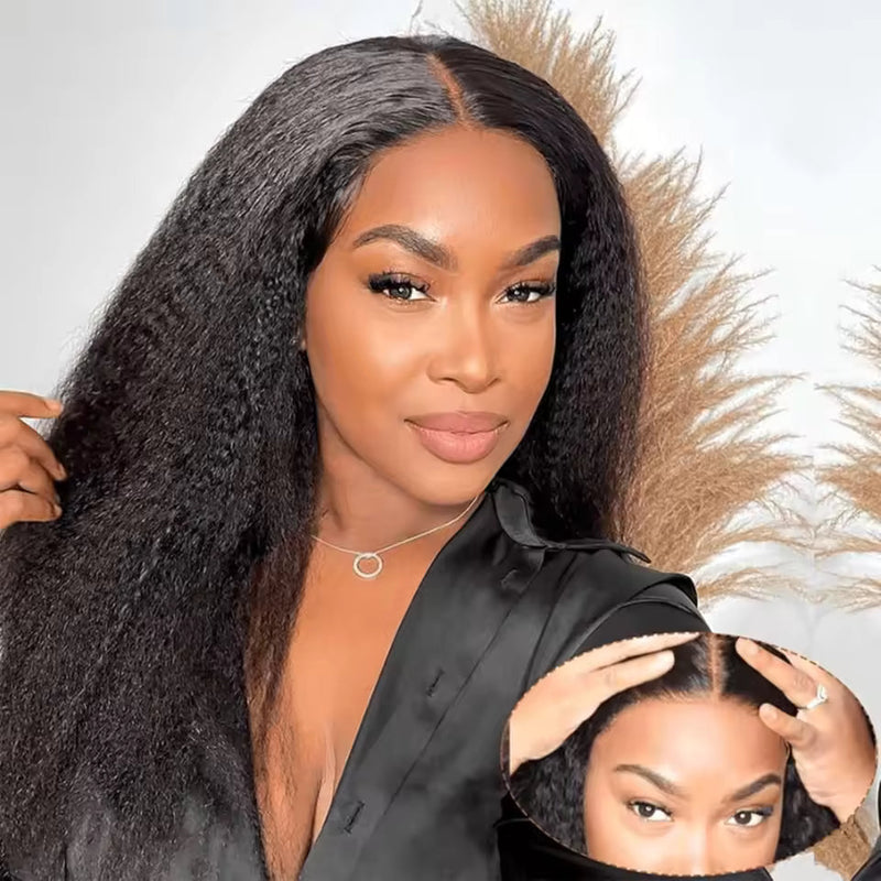 180% Density Full 4x4 Transparent Lace Front Kinky Straight Human Hair