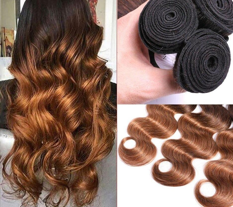 10A Grade #1B/4/30 Body Wave #1B/4/27 BUNDLES with CLOSURES & FRONTALS