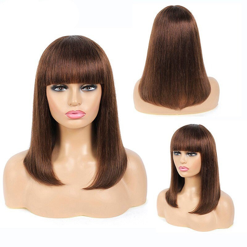 #613 Brazilian 99J Burgundy Short Bob Remy Straight Human Hair Wigs