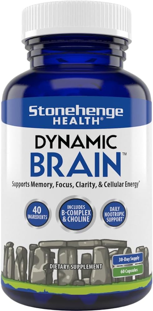 Stonehenge Health Dynamic Brain – Memory, Focus & Clarity with 40 Nootropics, Choline, Bacopa & Huperzine A