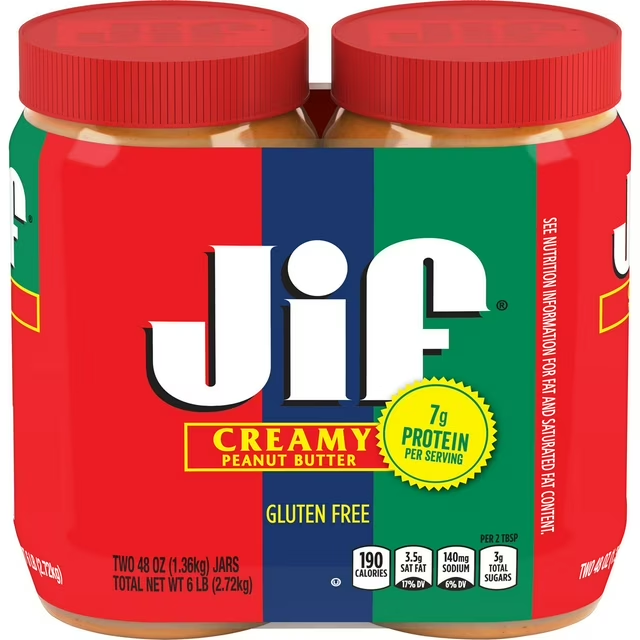 Jif Creamy Peanut Butter (48 oz., 2 pk.) - free shipping