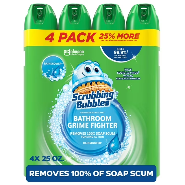 Scrubbing Bubbles Bathroom Cleaner, Rainshower, 4 ct., 100 oz.