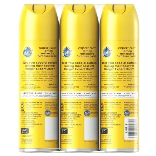 Pledge Furniture Enhancing Polish Spray, Lemon, 3ct., 29 oz.