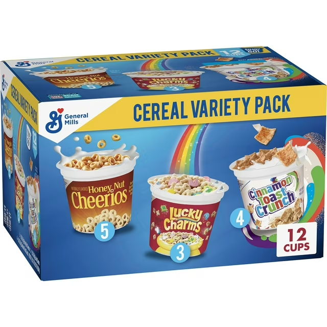 2Pack General Mills Cereal Cups, Variety Pack, 12 pk.