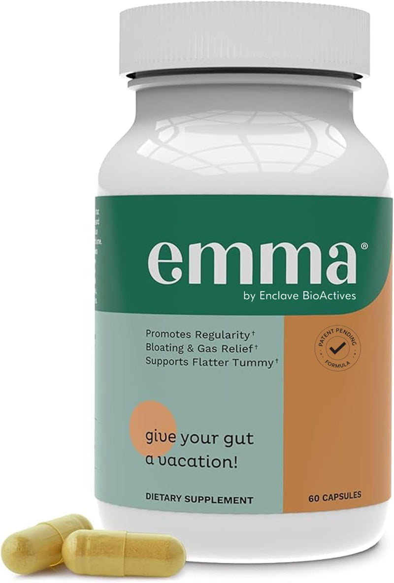 Emma Gut Health – Gas, Bloating & Constipation Relief, Leaky Gut Support, Probiotics & Digestion Aid, 60 Capsules