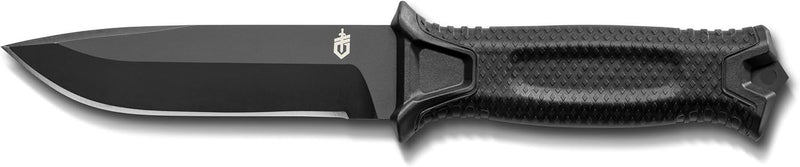 Gerber Gear StrongArm - Fixed-Blade Camping & Hunting Knife with Striking Pommel & Sheath - Premium Survival Gear - Made in USA - Black, Plain Edge