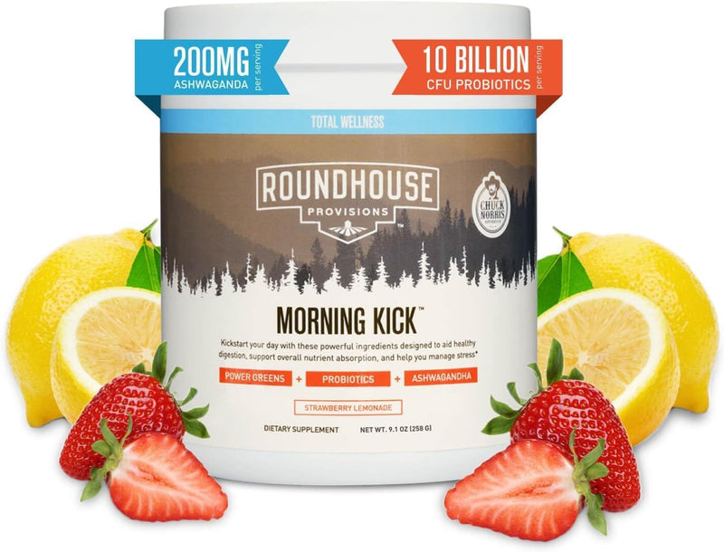 By Chuck Norris Morning Kick, Greens Superfood Powder Supplement with Ashwaganda