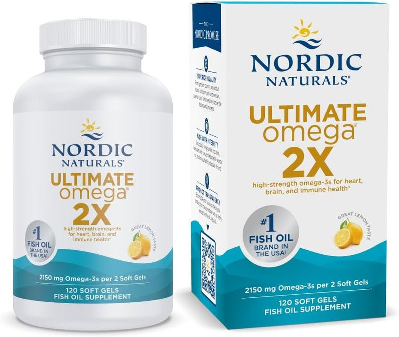 Nordic Naturals Ultimate Omega 2X – High-Potency Fish Oil 2150mg, EPA & DHA, Lemon Flavor, 120 Softgels, Brain & Heart Support