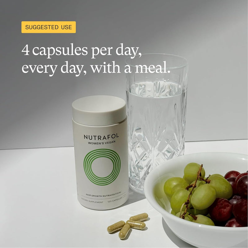 Nutrafol Women’s Hair Growth Supplement – Ages 18-44, Clinically Tested, Thicker Stronger Hair, 100% Vegan, Dermatologist Recommended, 1-Month Supply Green Plastic