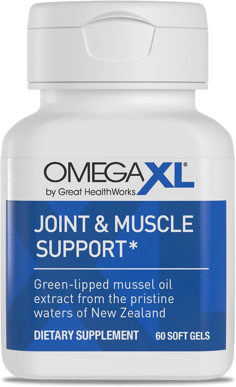 OmegaXL Joint Support – Green Lipped Mussel Oil Softgels for Muscle & Joint Relief, Drug-Free, 60 Count
