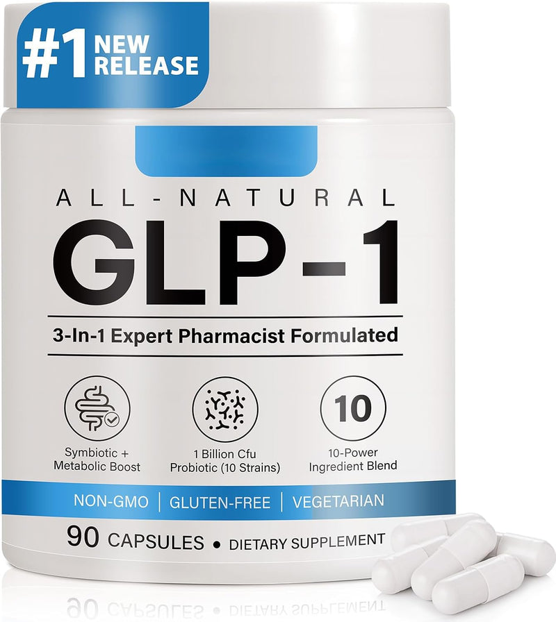 GLP-1 Supplement – Hunger & Metabolism Support with Prebiotic & Probiotic Blend, 60 Capsules for Men & Women