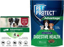 Bundle of Advantage II Large Dog| Dogs 21-55 lbs. | 4-Month Supply + Pet Protect Dog Digestive Health Supplement | 60 Chews
