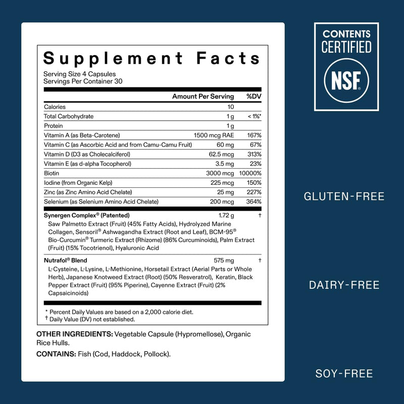 Nutrafol Men’s Hair Growth Supplement – Clinically Tested for Thicker Hair, Dermatologist Recommended, 1-Month Supply