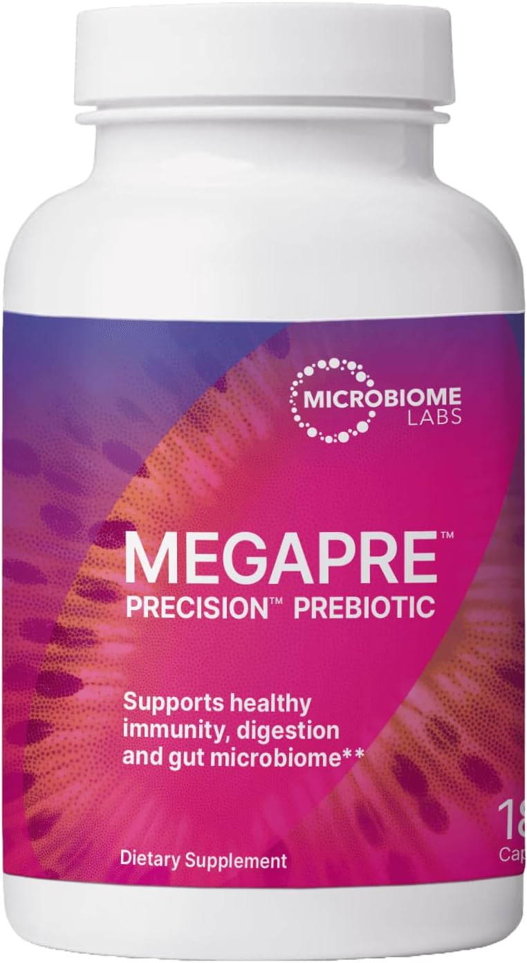Microbiome Labs MegaPre – Prebiotic Fiber Supplement for Gut Health & Microbial Diversity, Clinically Tested, 180 Veggie Capsules