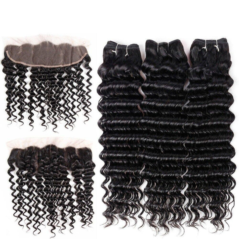 Super Double Drawn 12A Grade Deep Wave BUNDLES with CLOSURES & FRONTAL