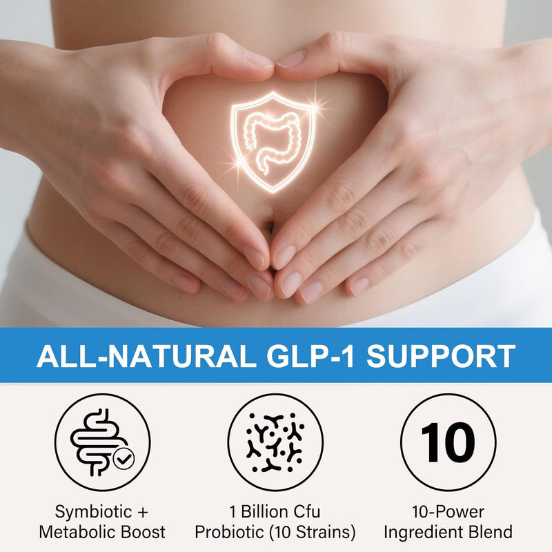 GLP-1 Supplement – Hunger & Metabolism Support with Prebiotic & Probiotic Blend, 60 Capsules for Men & Women
