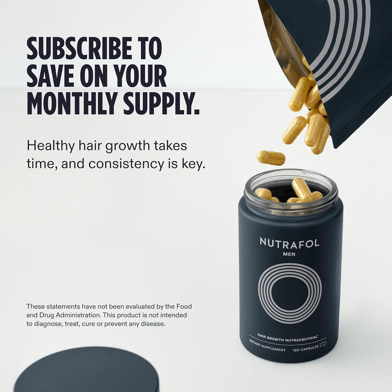 Nutrafol Men’s Hair Growth Supplement – Clinically Tested for Thicker Hair, Dermatologist Recommended, 1-Month Supply