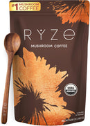 RYZE Mushroom Coffee – USDA Organic Instant Coffee with 6 Adaptogenic Mushrooms, MCT Oil, Lion’s Mane & Turkey Tail (30 Servings)
