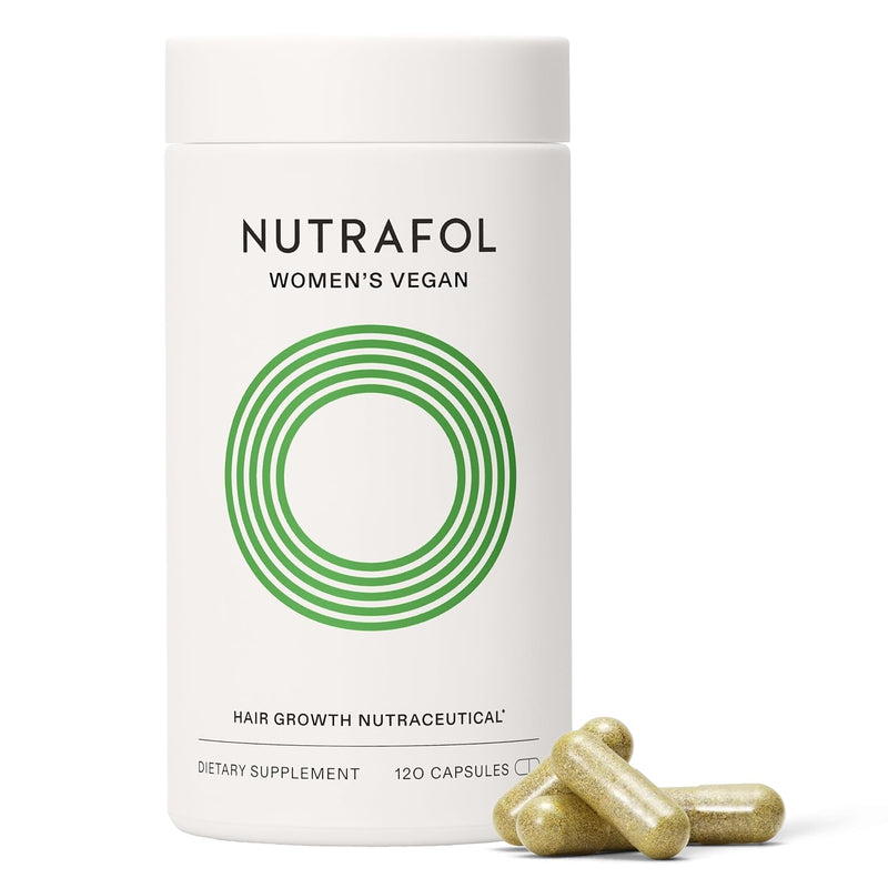 Nutrafol Women’s Hair Growth Supplement – Ages 18-44, Clinically Tested, Thicker Stronger Hair, 100% Vegan, Dermatologist Recommended, 1-Month Supply Green Plastic