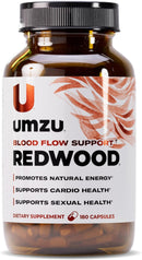 UMZU Redwood – Blood Flow & Nitric Oxide Support for Circulation, Energy & Stamina, 30-Day Supply (180 Capsules)