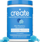 Creatine Monohydrate Gummies – Vegan, Gluten-Free, Non-GMO supplement boosting strength, focus, endurance; 1.5g creatine per gummy, blue raspberry flavor, 90 count
