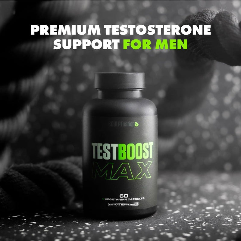 Sculpt Nation Test Boost Max – Testosterone Support for Men, Tribulus Terrestris, Energy, Strength & Stamina, 60 Gluten-Free Capsules