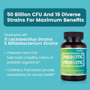 Zentastic Probiotics & Prebiotics – 50 Billion CFU, 16 Strains, Digestive & Immune Support, Shelf-Stable, 60 Veggie Capsules