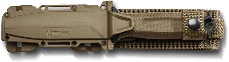 Gerber Gear StrongArm Knife - Fixed Blade - Tactical Knife for Survival Gear - Full Tang, 420HC Steel Blade - Camping Survival Knife - Made in USA - Plain edge, Coyote Brown
