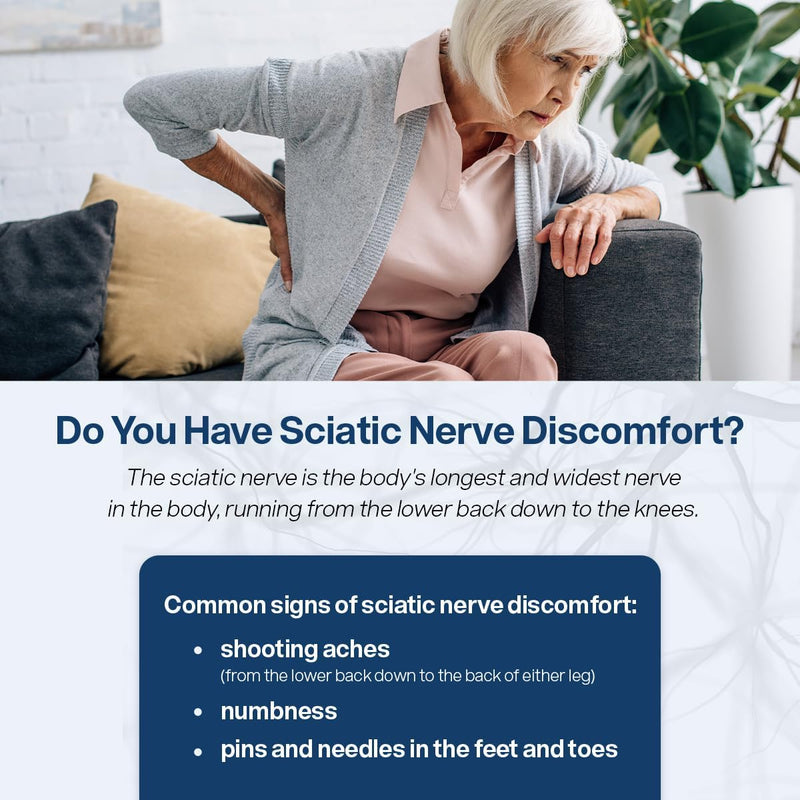 SciatiEase Sciatic Nerve Support – 120 Capsules with AlphaPalm, Pea, B Vitamins & Alpha Lipoic Acid 300mg