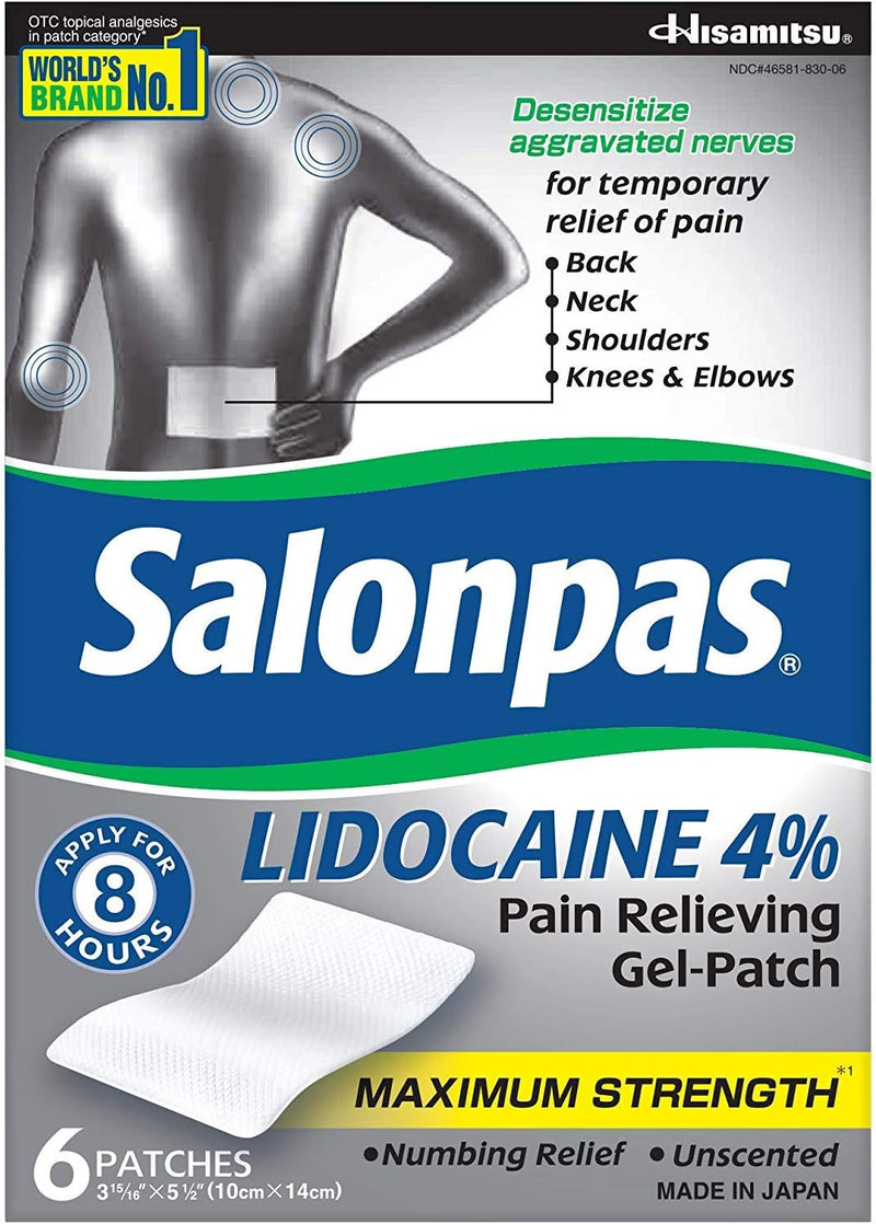 Salonpas LIDOCAINE (5 PACK Bundle) Pain Relieving Maximum Strength Gel Patch!