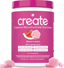 Creatine Monohydrate Gummies – Vegan, Gluten-Free, Non-GMO supplement boosting strength, focus, endurance; 1.5g creatine per gummy, watermelon flavor, 90 count