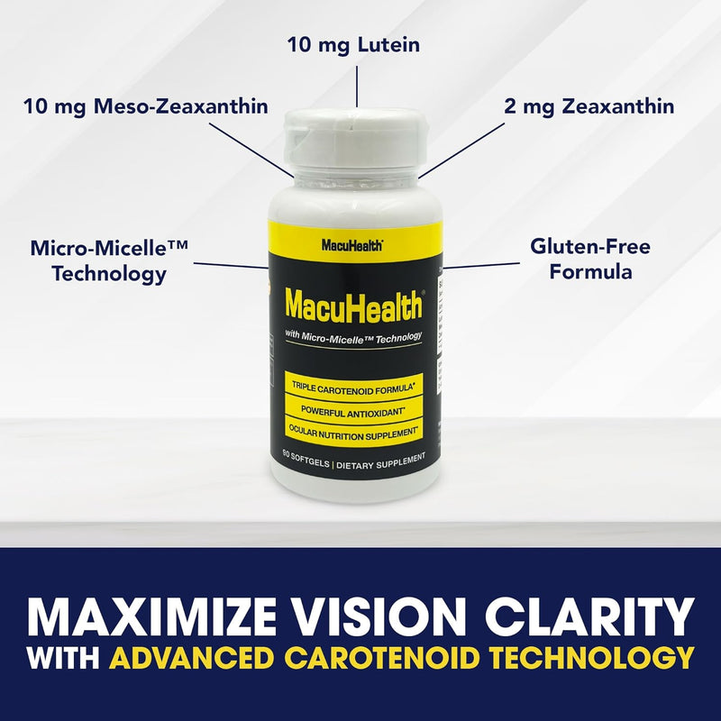 Macuhealth Triple Carotenoid Formula - Eye Vitamins for Adults - 90 Softgels, 3 Month Supply