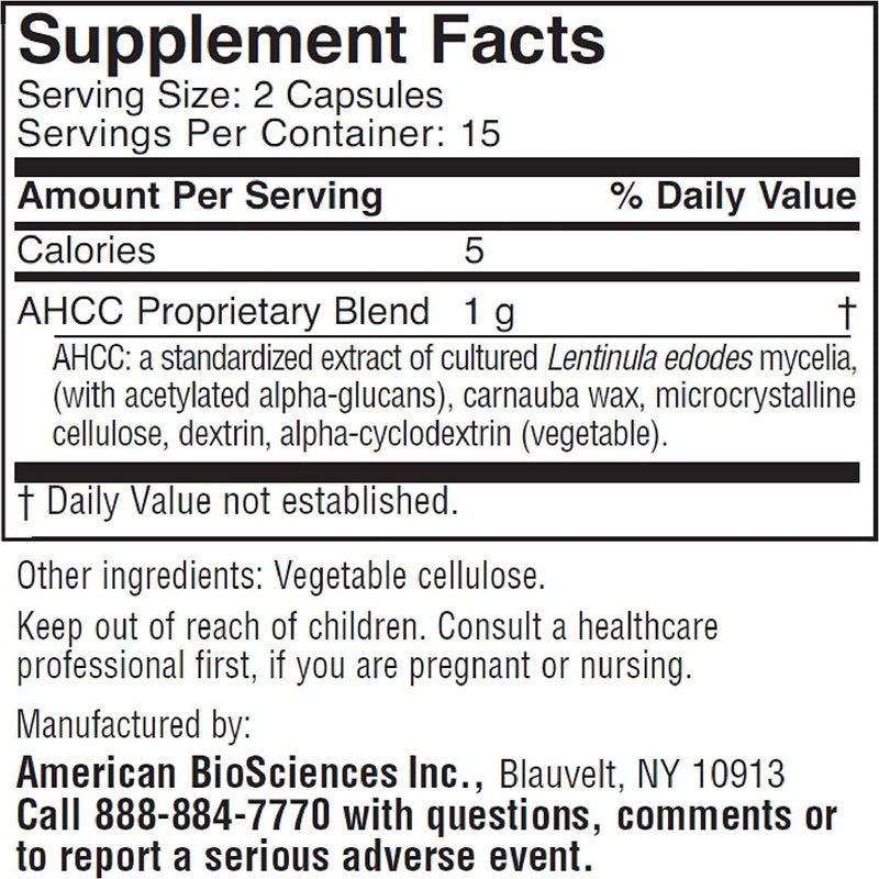 American BioSciences ImmPower AHCC Supplement – 500mg, 30 Veg Capsules