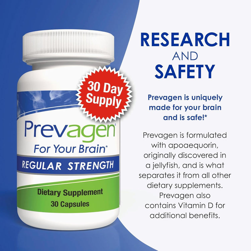 Prevagen Regular Strength – 30 Capsules with Vitamin D3 + 7-Day Pill Minder (Brain Support Supplement)