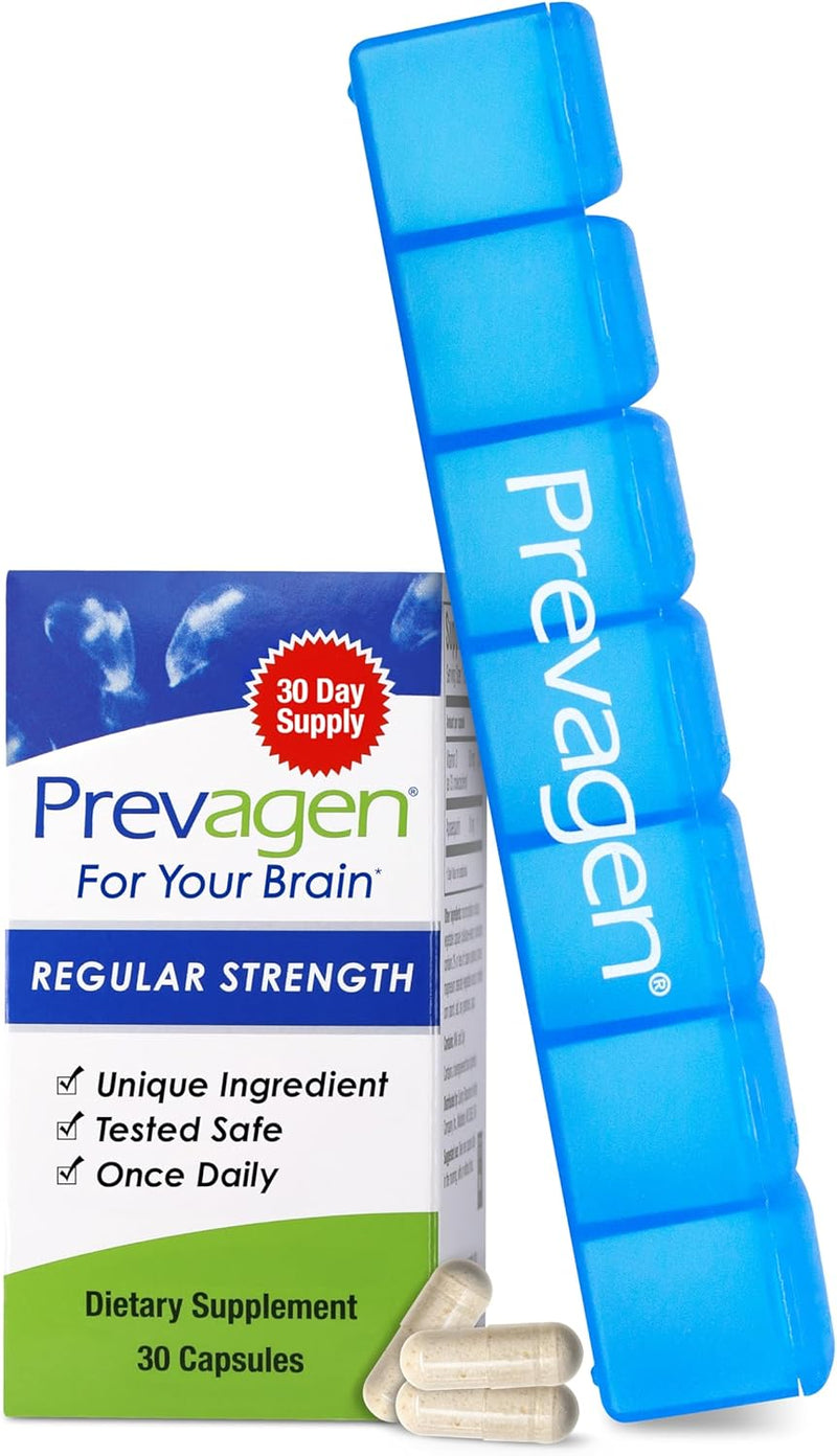 Prevagen Regular Strength – 30 Capsules with Vitamin D3 + 7-Day Pill Minder (Brain Support Supplement)