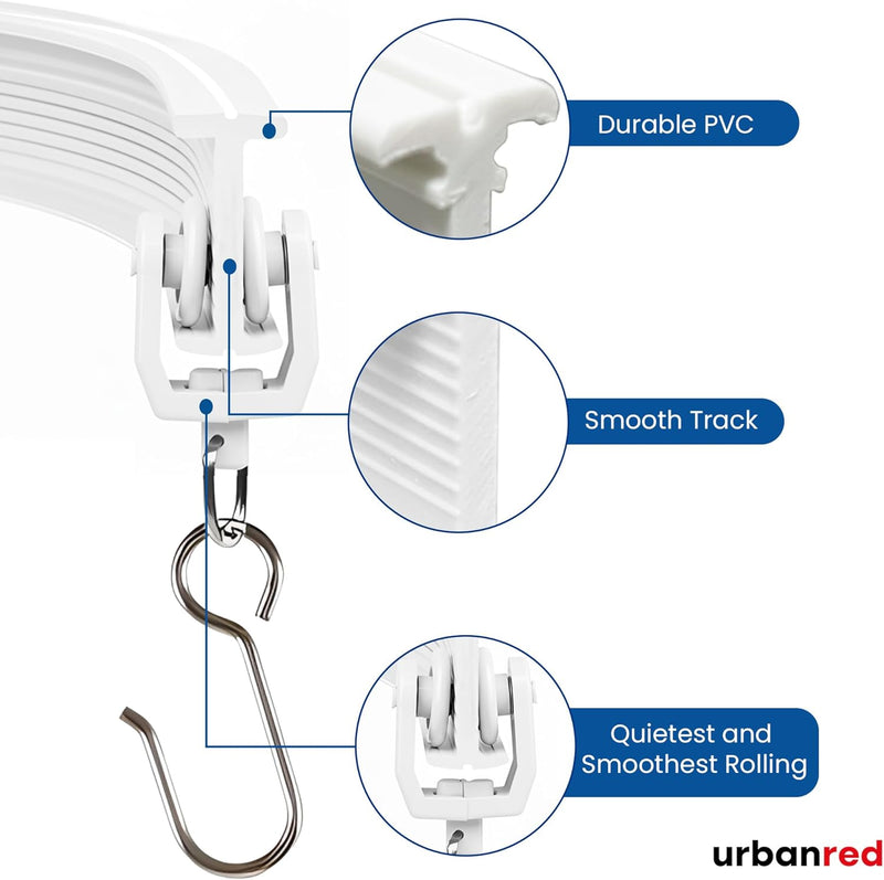 UrbanRed Flexible Bendable Ceiling Curtain Track, 9.8 ft (3 m), Mount for Rail with Curtain Tracks System, Room Divider, Curtains Rod, RV Ceiling Track for Curtains, White